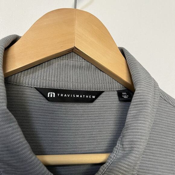Travis Mathew Mens Long Sleeve Button Shirt Size XXL Gray Stretch Golf Athletic - Picture 5 of 7